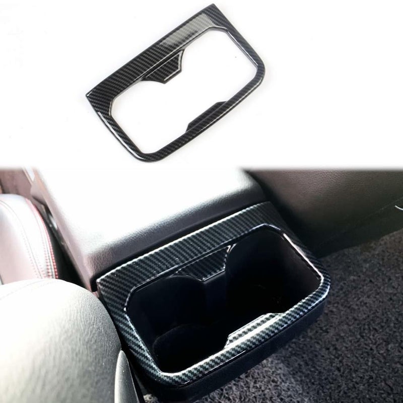 JSTOTRIM Carbon Fiber Look Interior Rear Seat Armrest Cup Holder Cover Trim for Toyota Tacoma 2016-2023 - Image 1